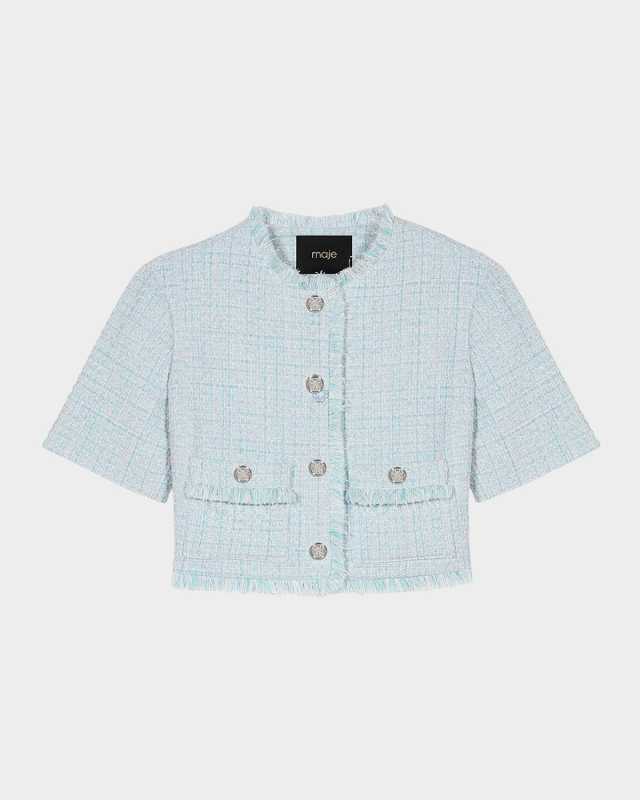 Victorine Tweed Short-Sleeve Blazer